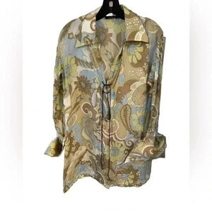 J. Lindeberg Stockholm women’s floral laced up front collar shirt sz EU 36 US S